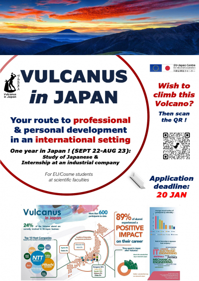 Vulcanus in Japan 2022- Industrial traineeship for EU / Cosme students
