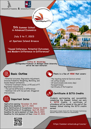 5th Summer School in Advanced Economics
